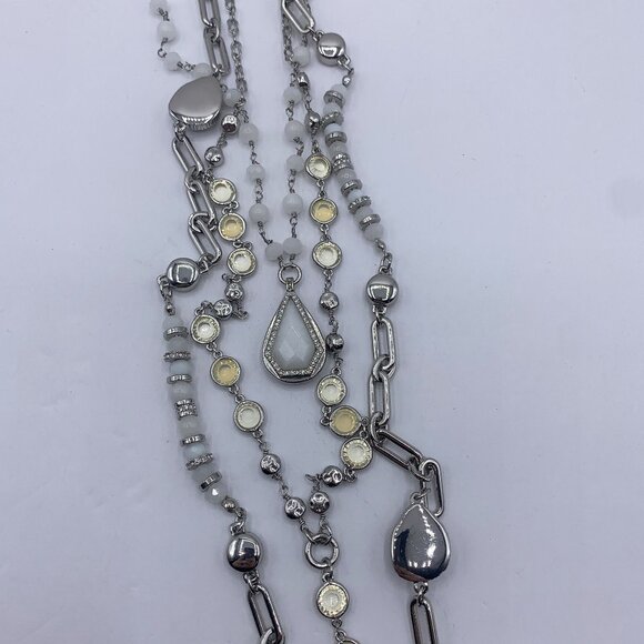 White House Black Market Layered Multi-Strand Silver-Tone Necklace - Picture 4 of 4